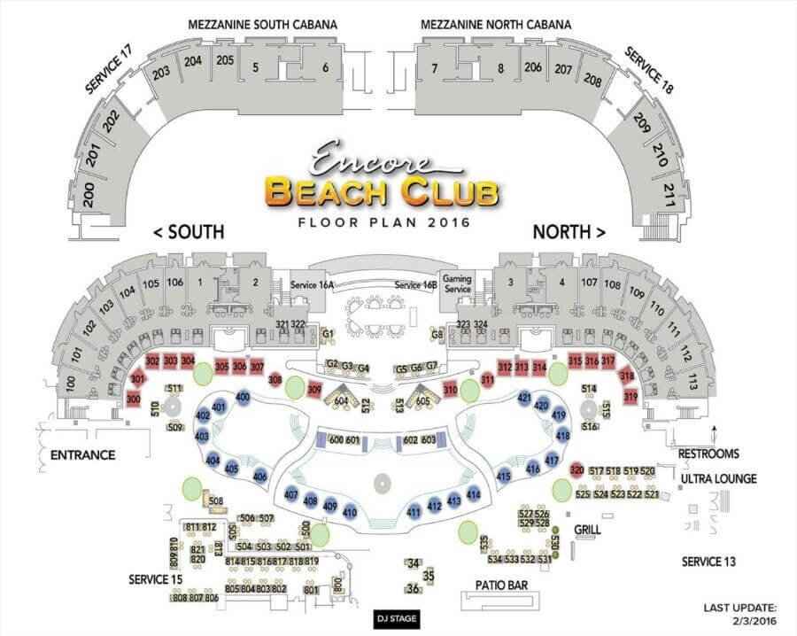 encore beach club layout