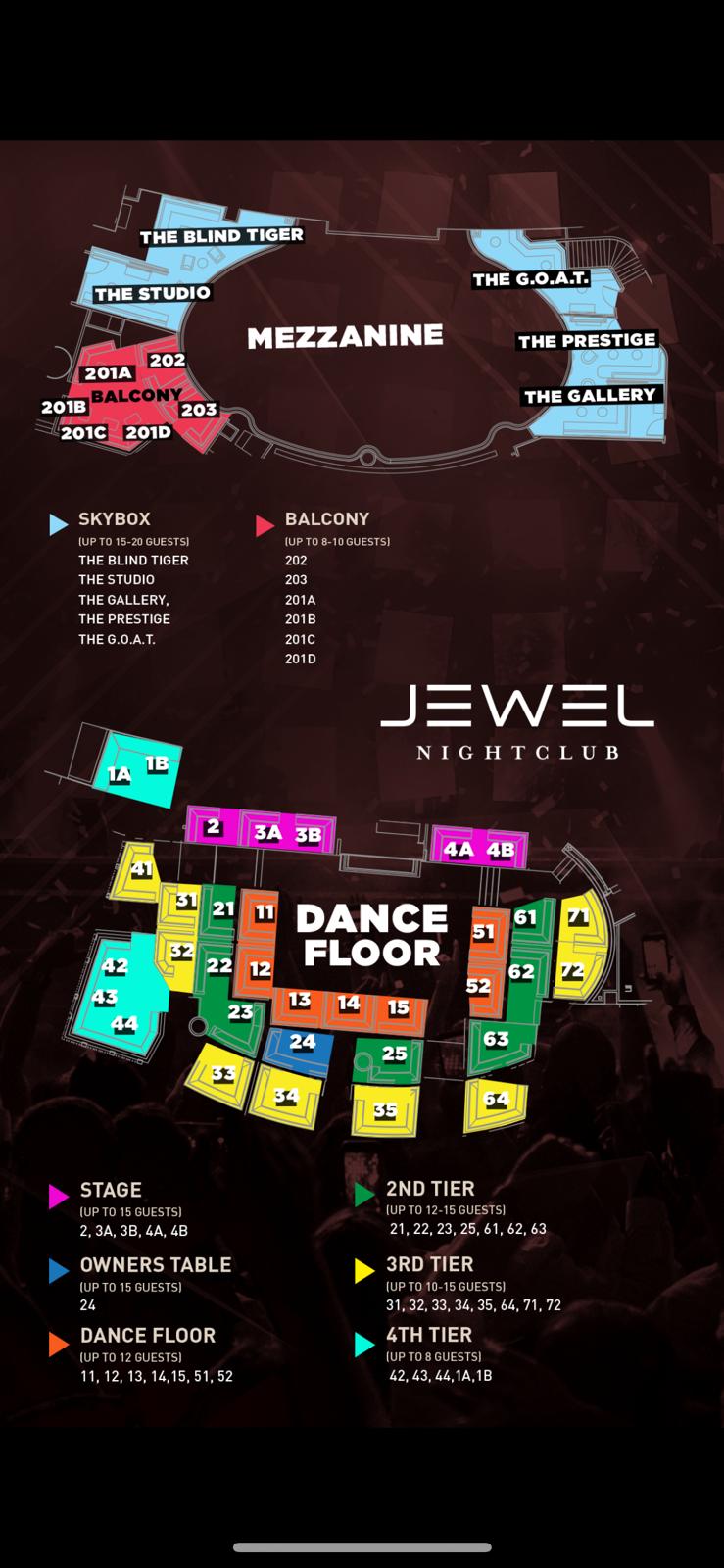 Jewel Las Vegas Table Map